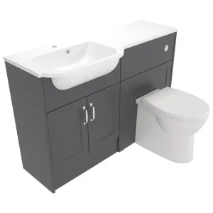 Deccado Padworth Charcoal Grey Left Hand 1200mm Fitted Vanity & Toilet Pan Unit Combination with Left Hand Basin 2