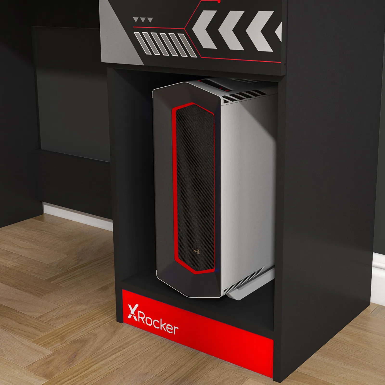 X Rocker Octane 110cm PC Gaming Desk with Drawer in Red 6