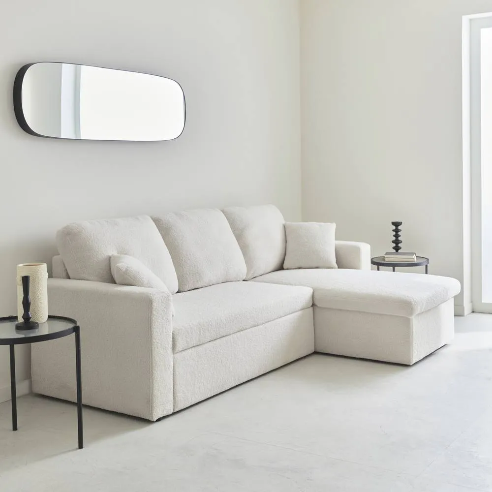 sweeek 3-seater Corner Sofa Bed In Boucle in Cream 4