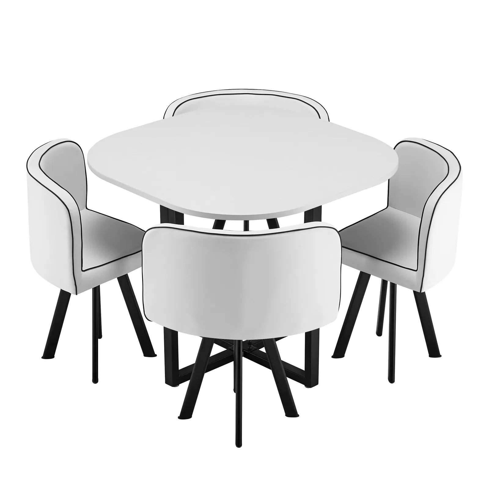 Comfy Living Ltd White 90cm Square Dining Table Set with 4 White Chairs 4