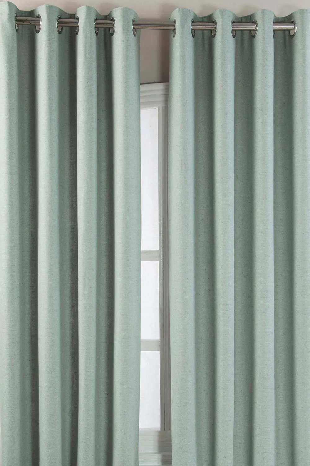 Homescapes Linen Eyelet Lined Curtain Pair in Duck Egg Blue 2