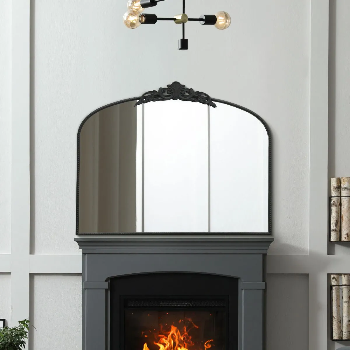 MirrorOutlet Black Metal Framed Arched Wall Mirror 40" X 31" (102CM X 80CM) 6