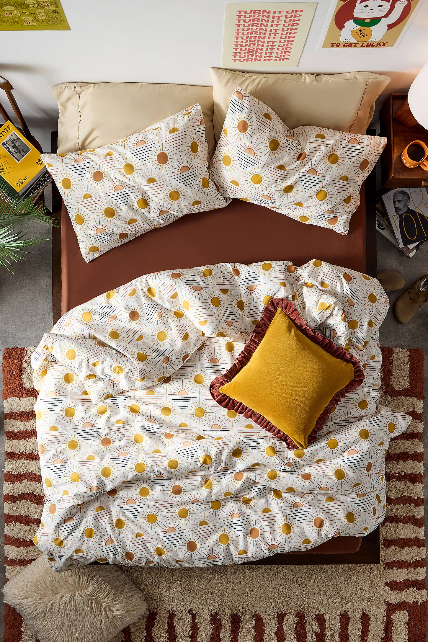 Geometric Sun Duvet Set - Orange 4