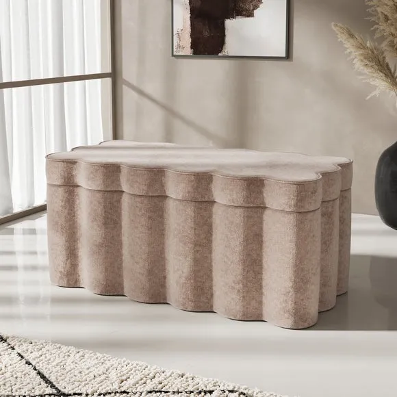 Wavie Luxe Chenille Storage Ottoman