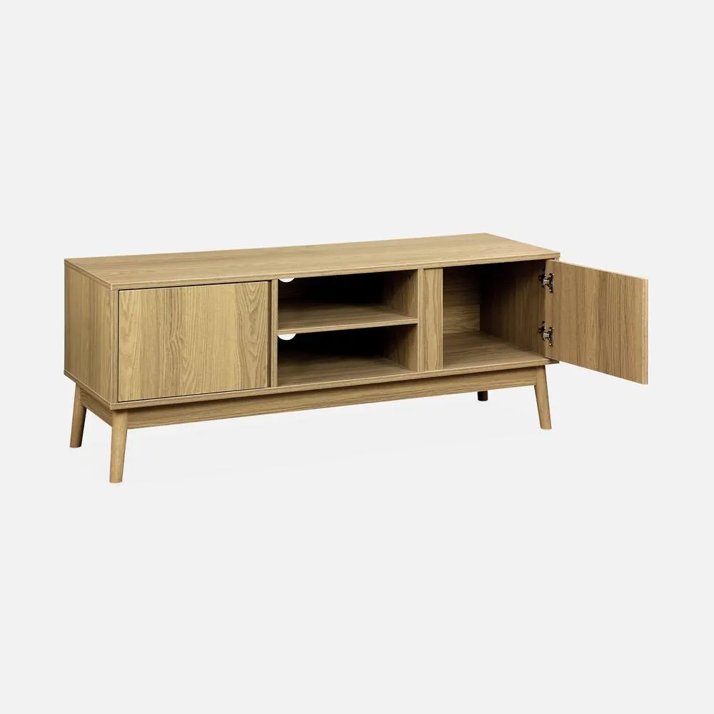 sweeek 120cm Tv Unit Wooden Effect 2 Doors in Light Brown 3