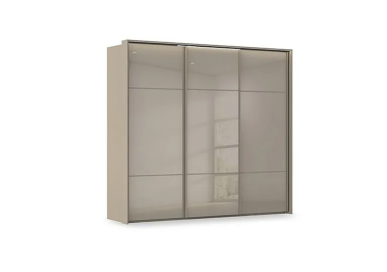Haven 250cm 3 Door Slider Wardrobe with Glass Doors and Lights