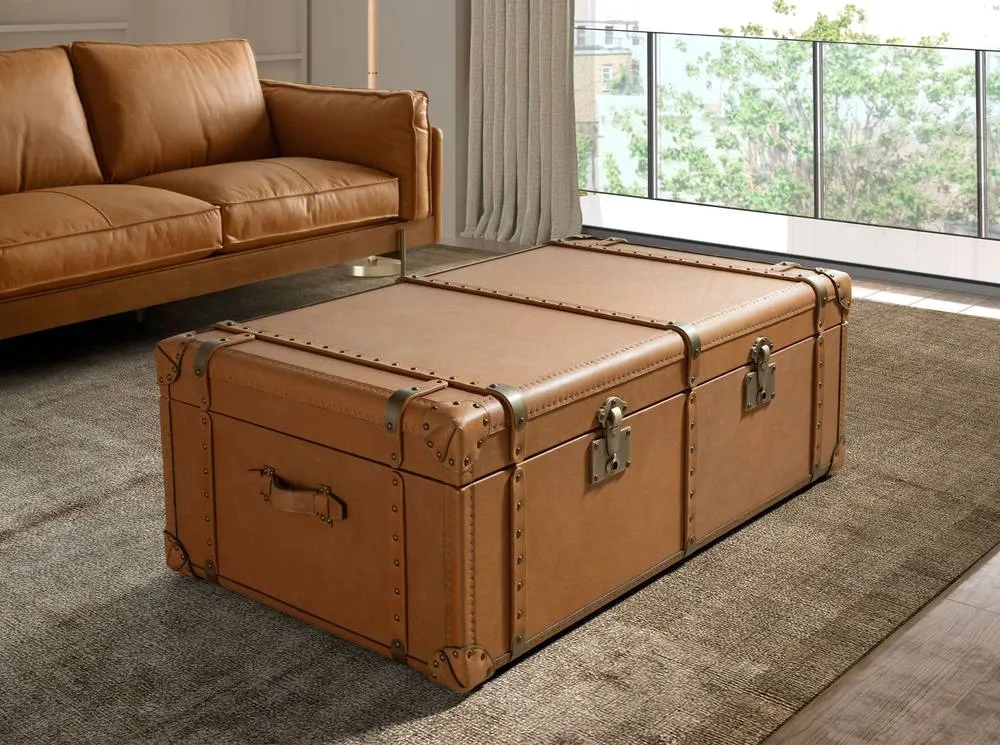 Angel Cerda Brown Cowhide Leather Trunk 126x74x46 cm 3