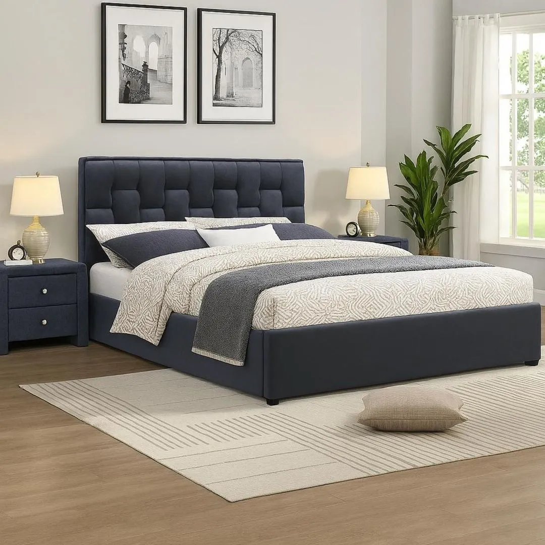 Comfy Living Ltd Plush Velvet Upholstered Gaslift Storage Bedframe in Dark Grey 2