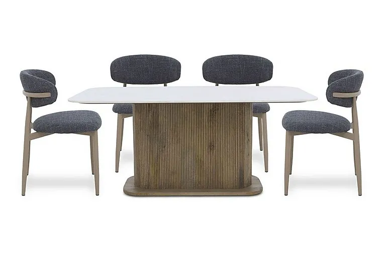 Aimar Rectangular Dining Table and 4 Open Back Chairs - Dark Grey