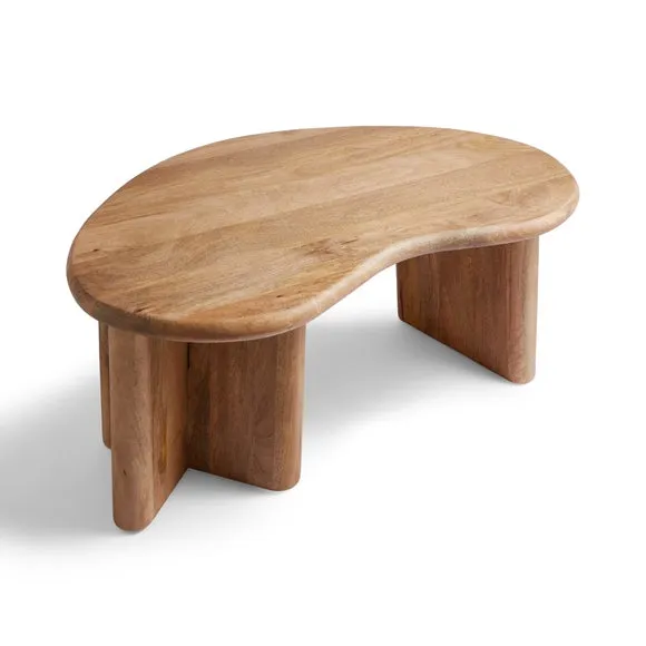 Ludo Kidney Shaped Coffee Table, Mango Wood 5