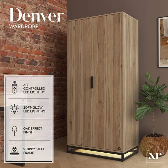 XR Living Denver 2 Door Wardrobe with App Controlled LED Lights 2