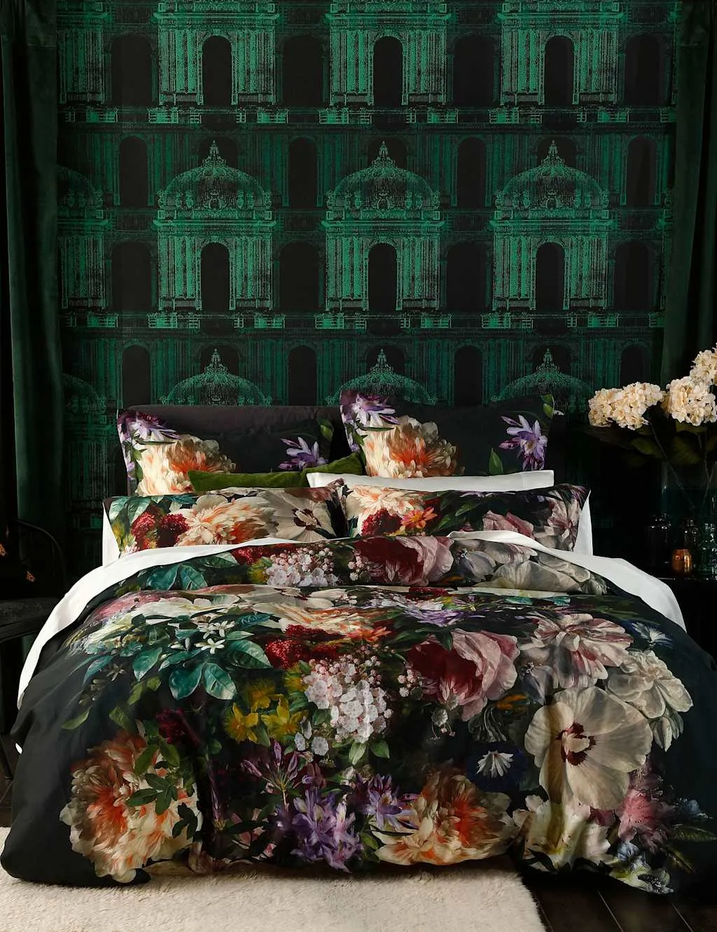 MM Linen Pure Cotton Fiori Bedding Set Grey Mix