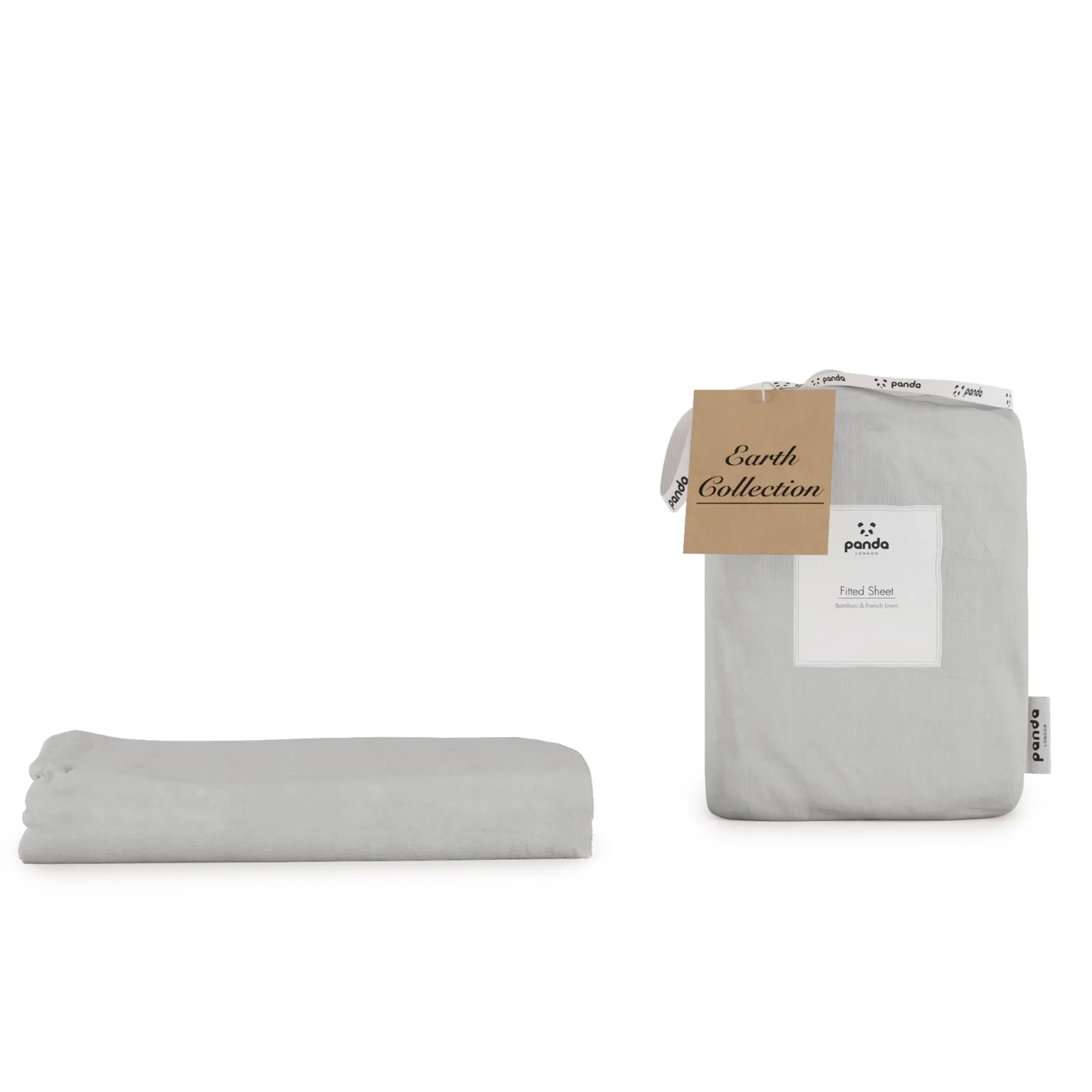 Panda London Panda Bamboo & French Linen Fitted Sheet in Mid Grey