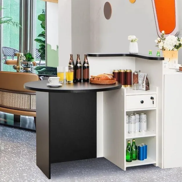 Costway Reception Desk with Lockable Drawer & Adjustable Shelf for Office in Black 3