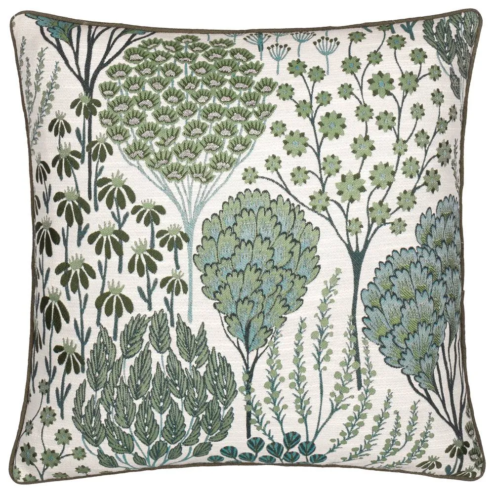Wylder Ophelia Floral Jacquard Cushion in Green 2