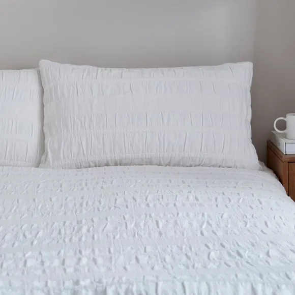 Woven Brixham Seersucker Cotton Duvet Cover & Pillowcase Set 2