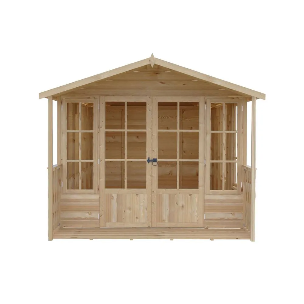 Shires Delmora 8x14 Shiplap Summerhouse with Veranda - L4186xW2456xH2174 mm in Light Brown