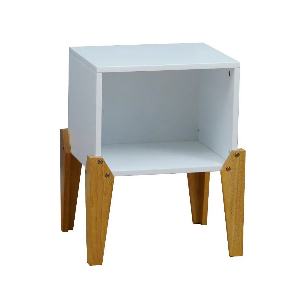 Solar Joybox White and Oak Wooden Bedside Table
