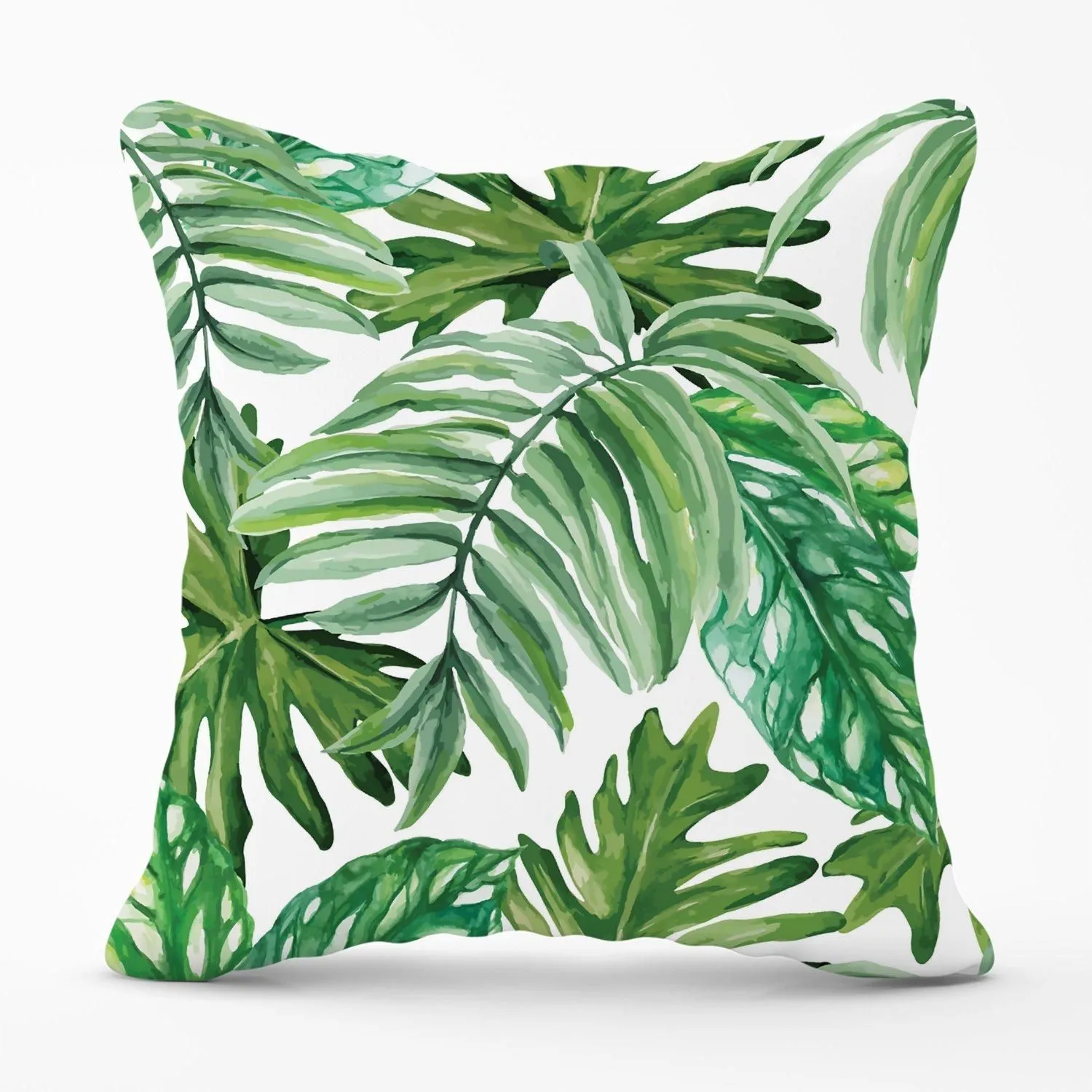 Warren Reed - Designer Exotic Rainforest Leaves Outdoor Cushion in Green