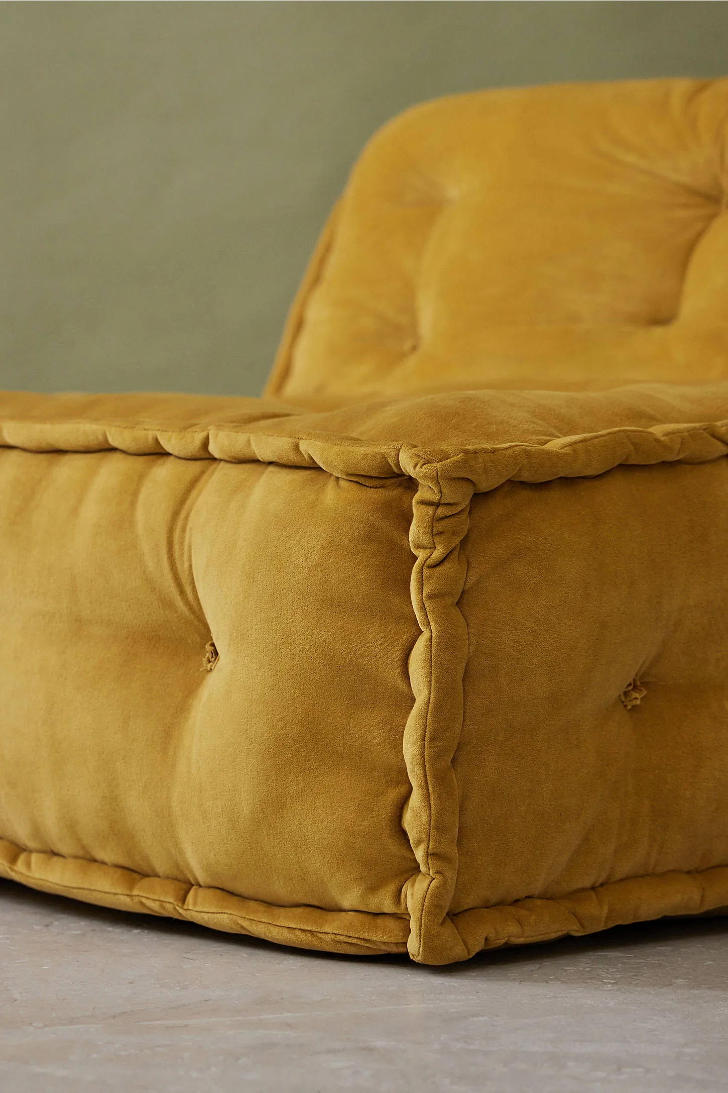 Reema Mustard Velvet Two-Seater Floor Cushion - Orange 4