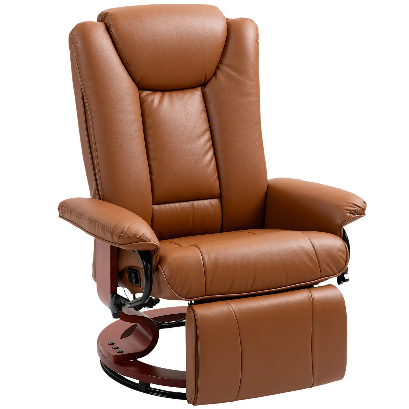 HOMCOM PU Leather Reclining Armchair with Footrest for Living Room in Brown 2