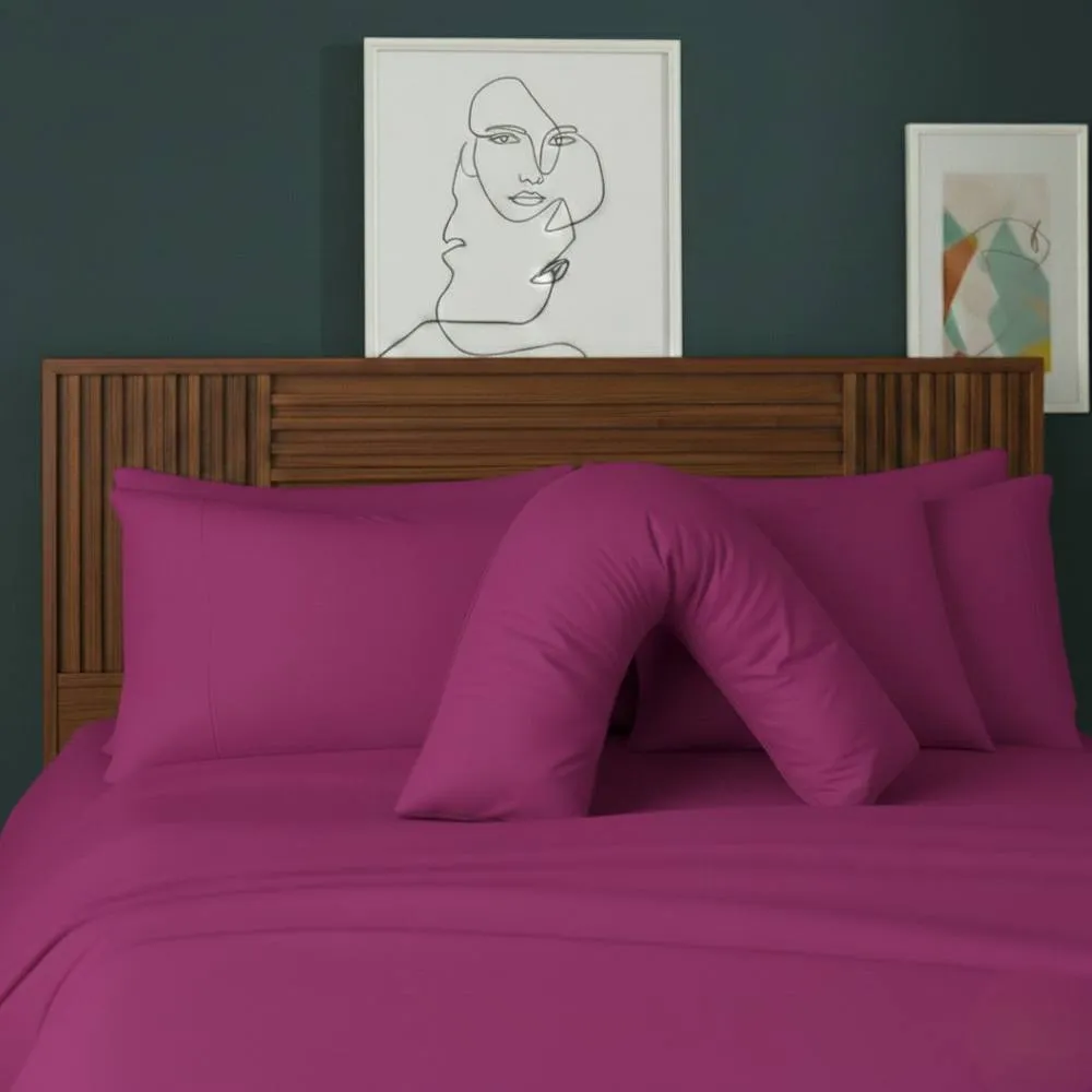 Snug City V Shape Pillowcase for Support Maternity Pillows Polycotton Easy Care in Fuchsia