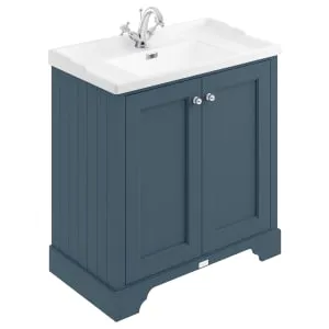Bayswater Victrion Stiffkey Blue Traditional Freestanding Vanity Unit & White Recessed Basin - 800mm
