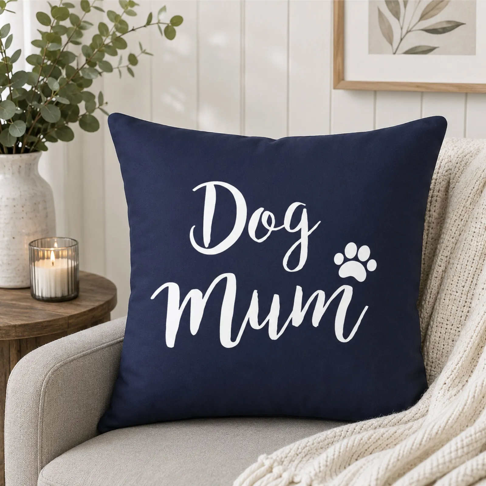 60 SECOND MAKEOVER Dog Mum Cushion Cover 16" x 16" in Navy