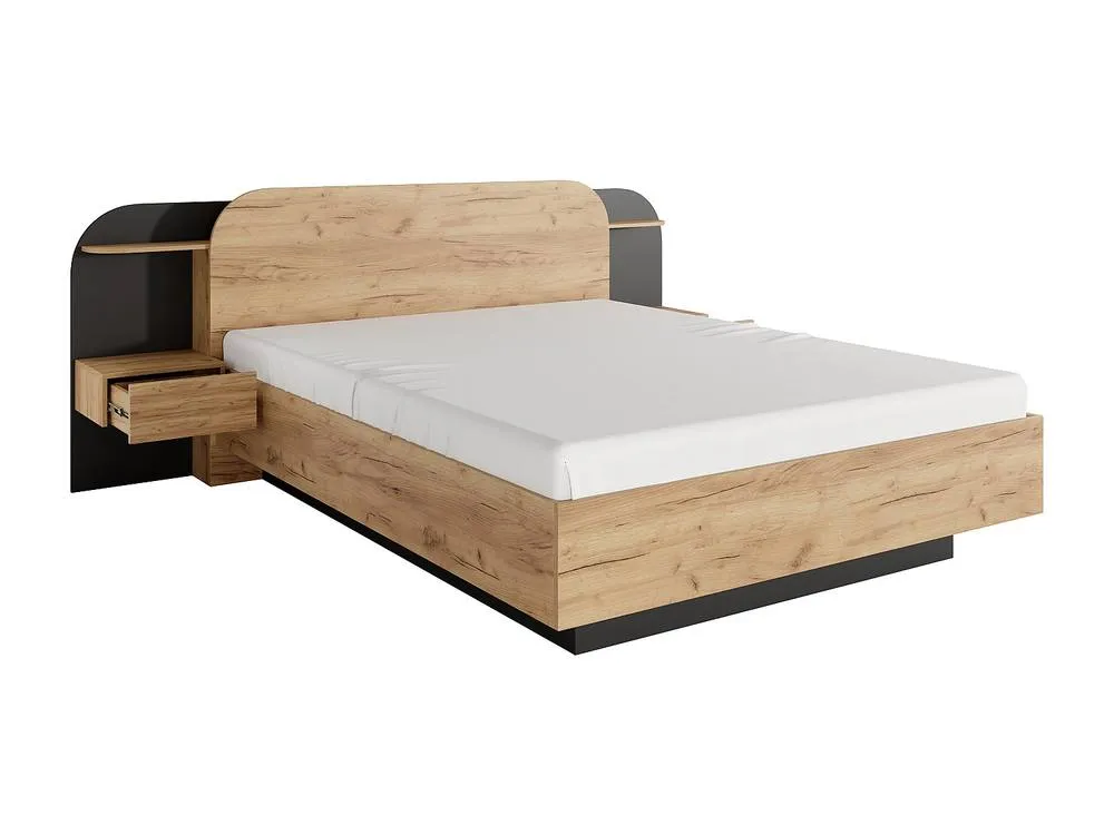 Vente-unique Bed With Bedside Tables 160 X 200 Cm - With Leds - Colours: Natural in Black 5