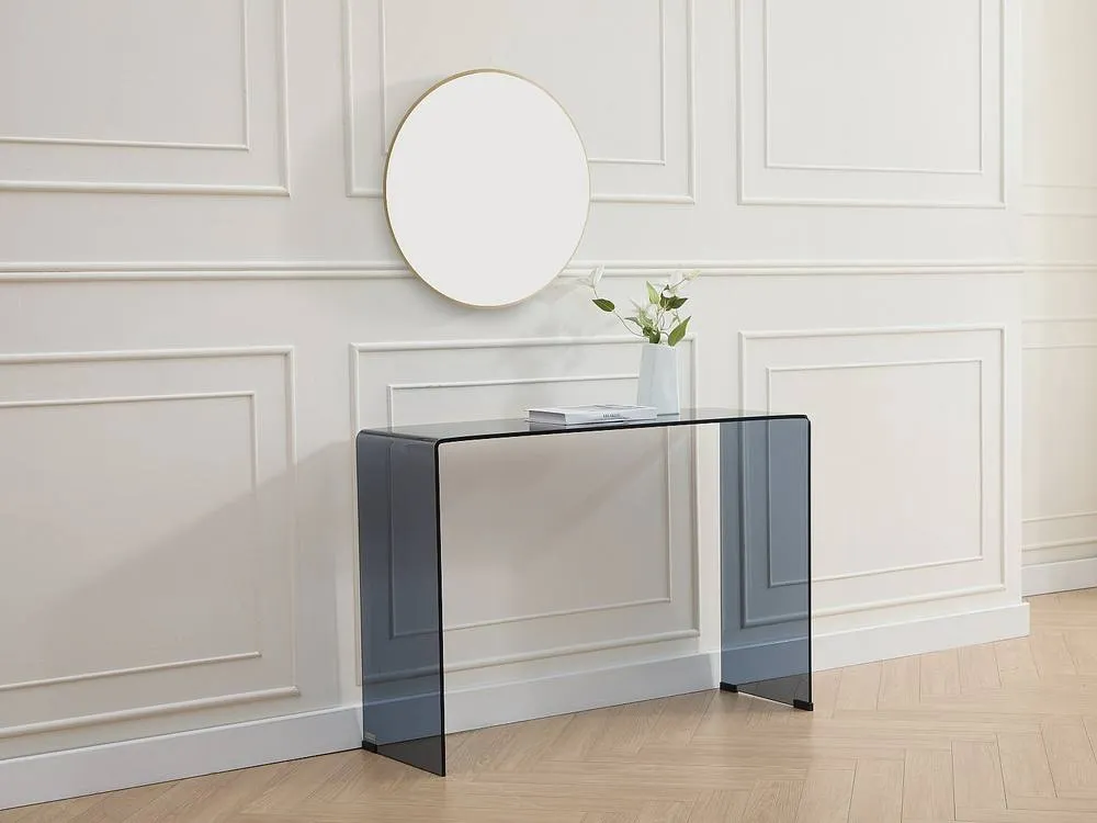 Vente-unique Curved Smoked Tempered Glass Console Table - Black - ALONZO in Clear