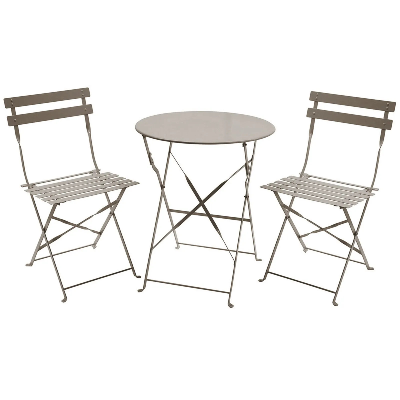 Folding 2 Seater Taupe Bistro Set Brown