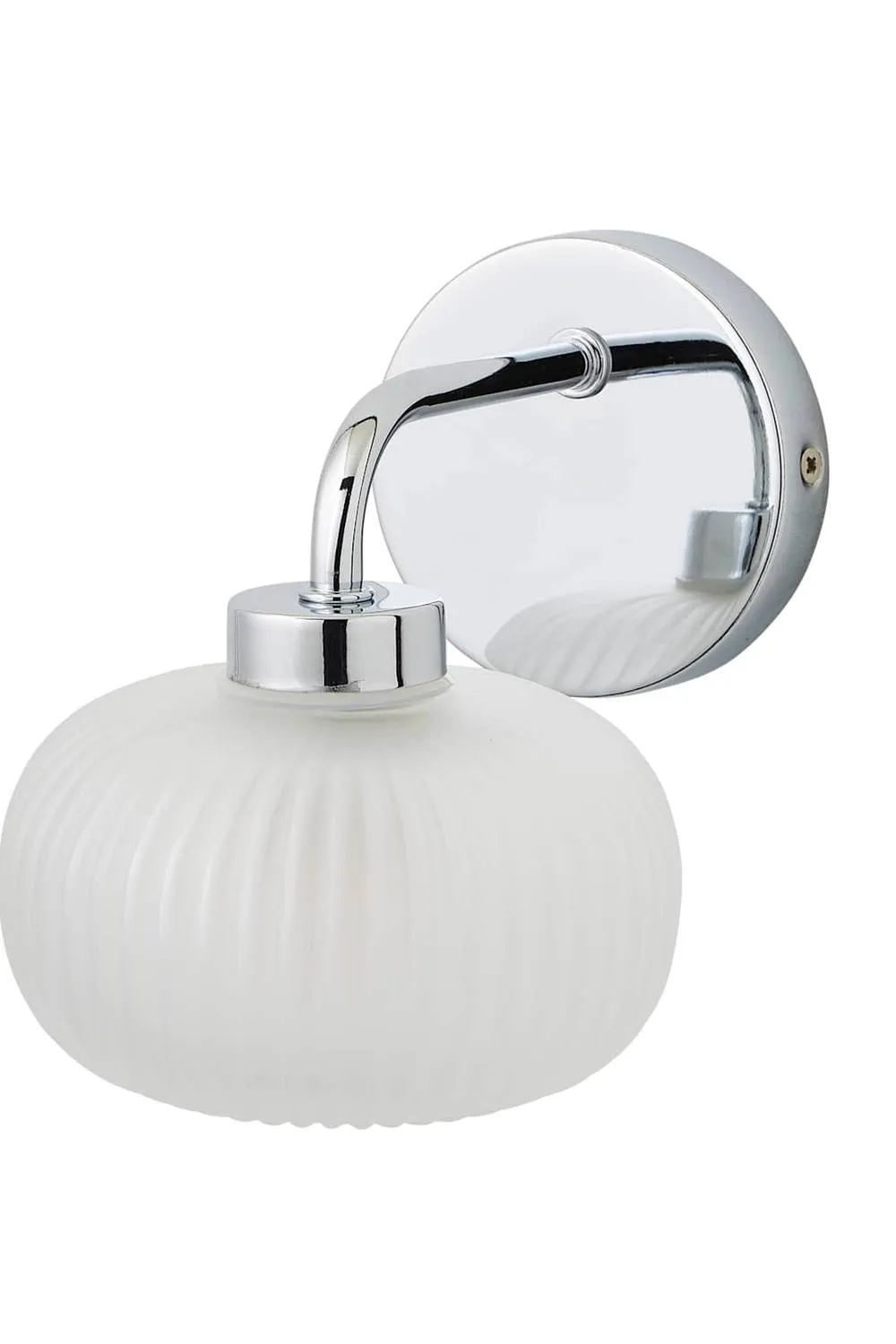ValueLights Amaia Chrome Frosted Glass IP44 Wall Light with Bulb in Metallic Silver 6