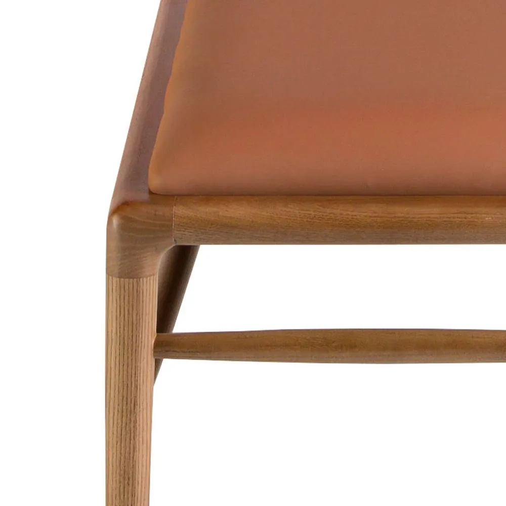 Angel Cerda Brown Leatherette Stool with Walnut-Coloured Legs 5
