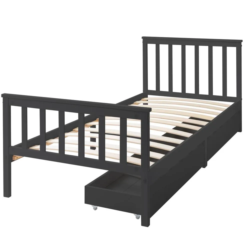 Nöa and Nani Otis Single 3ft Bed with 4 Pull-Out Storage Drawers in Anthracite in Grey 6