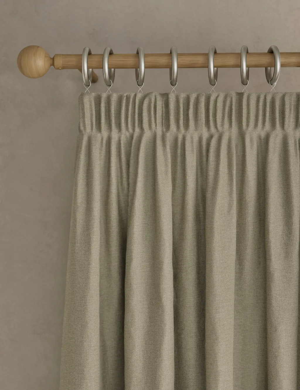 M&S Brushed Pencil Pleat Blackout Ultra Thermal Curtains Neutral