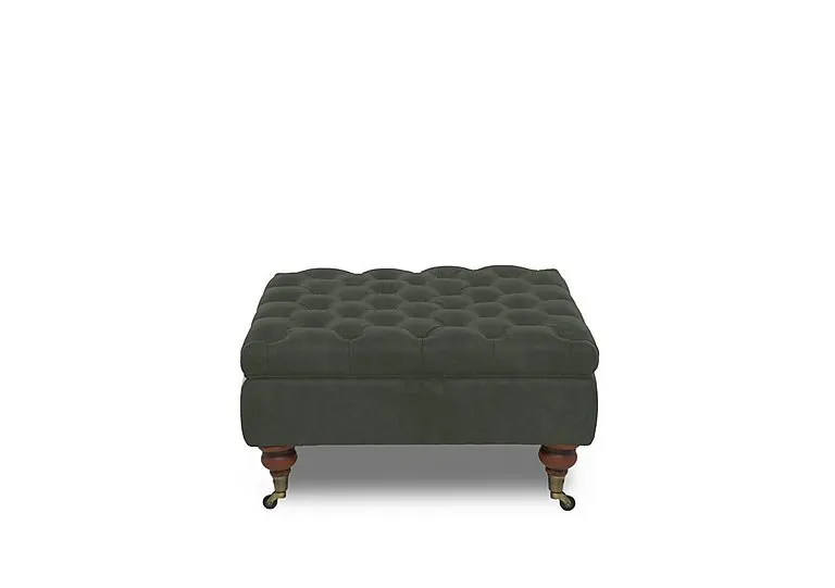Columbus Fabric Large Storage Footstool with Castors - Manhattan Pine