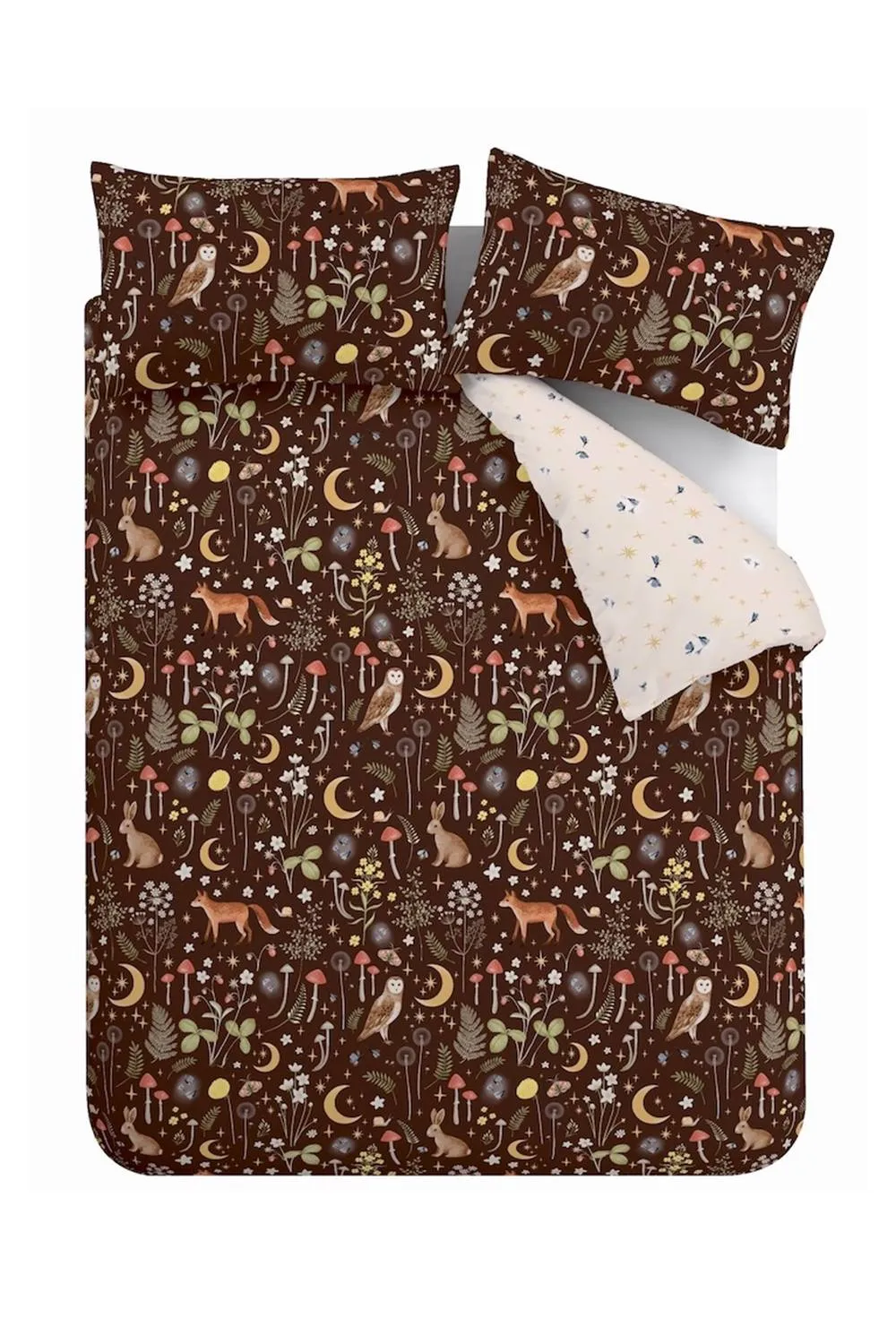 Catherine Lansfield 'Enchanted Twilight Animals' Reversible Duvet Cover Set in Chocolate 5