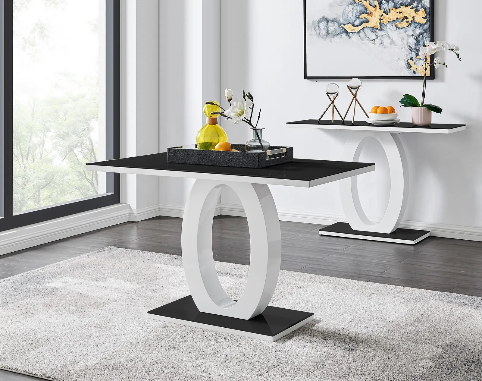 FurnitureboxUK Giovani 120cm 4-Seater Modern Rectangular High Gloss & Glass Dining Table in Black 2