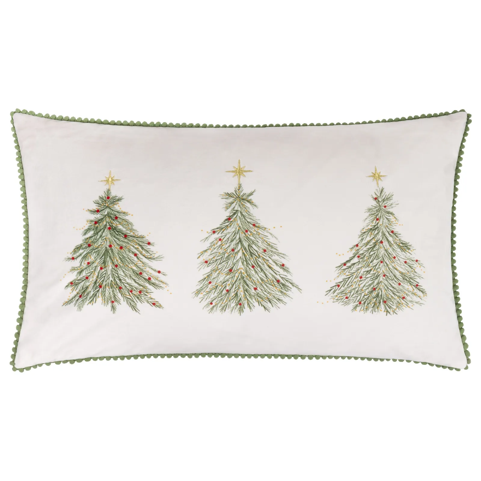Wylder Twinkling Tree Trio Embroidered Cushion in Green 2
