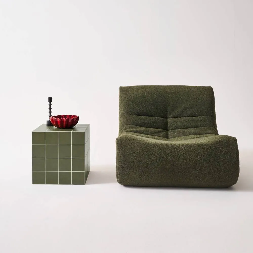 sweeek Cubic coffee table, side table with matt ceramic-effect finish in Khaki 3