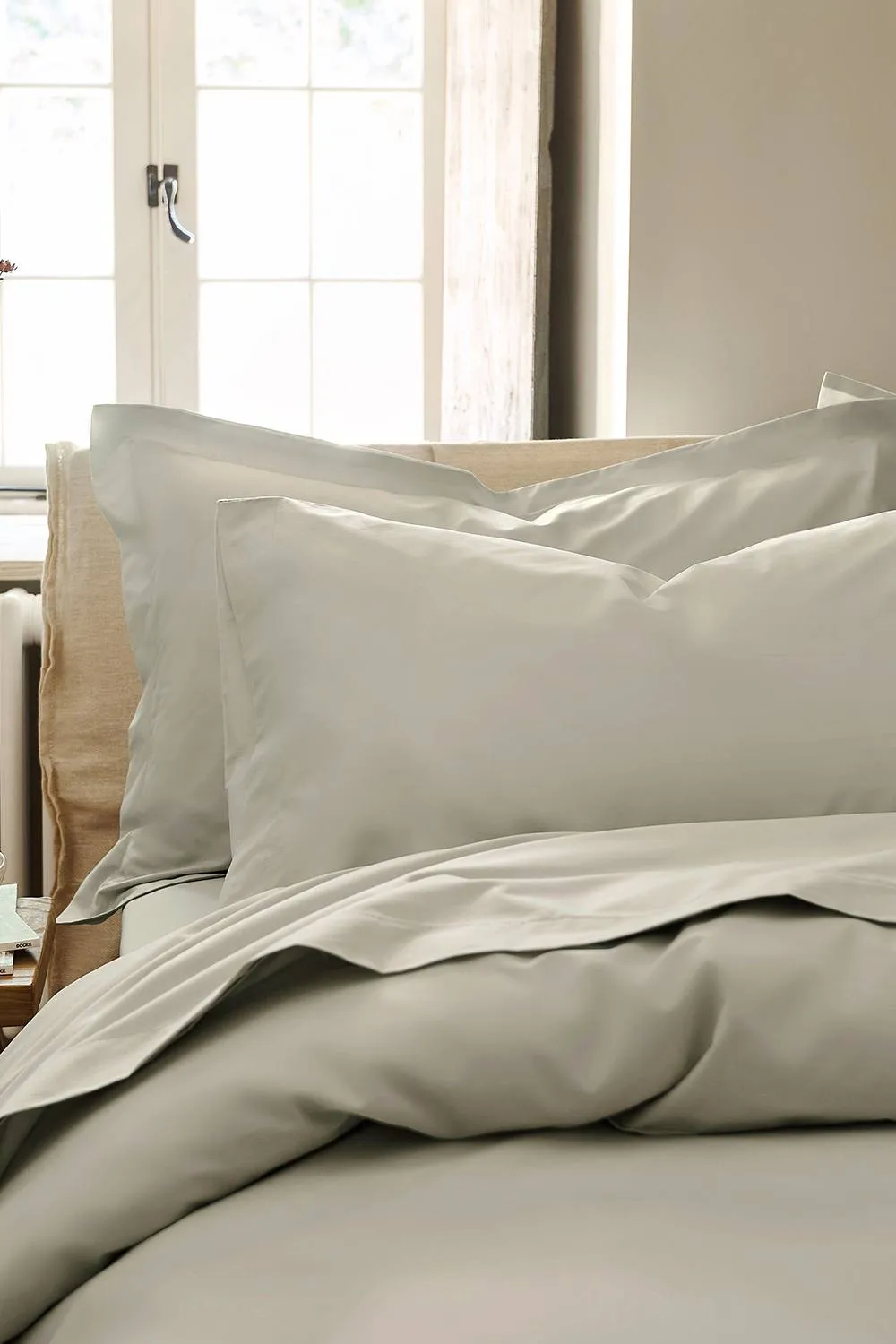 CHRISTY Pure Cotton Percale Standard Pillowcase Pair in Light Stone 1