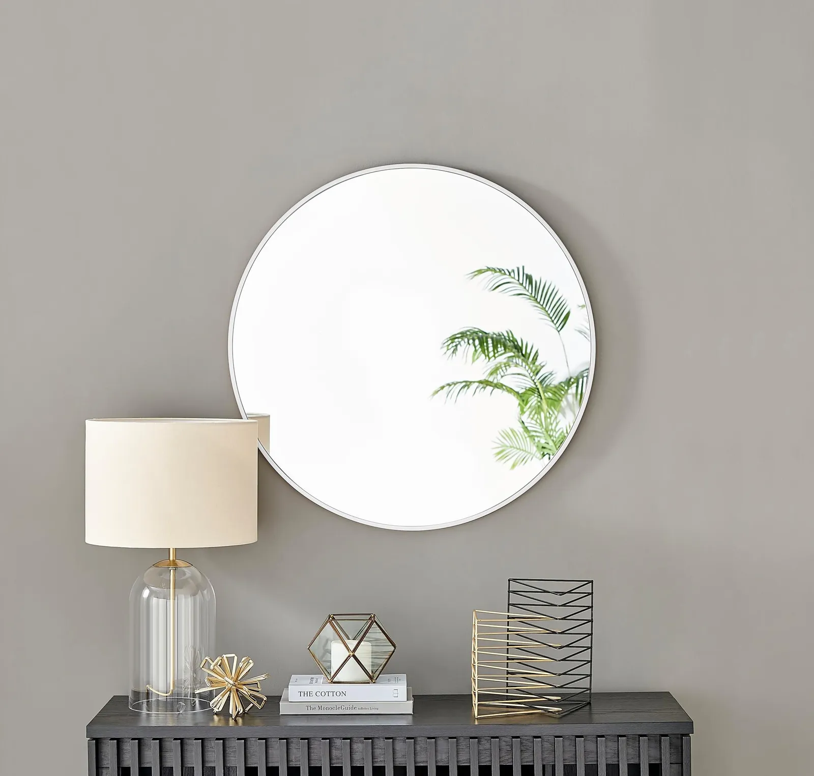 FurnitureboxUK Emma 80cm Medium Art Deco Metal Frame Round Hallway Bedroom Dining & Living Room Wall Mirror in White 2