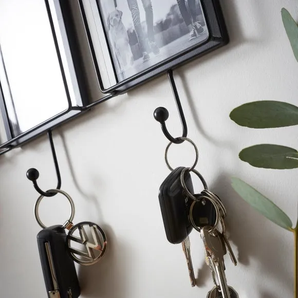 Black Metal Multi Photo Frame with Key Hooks 2