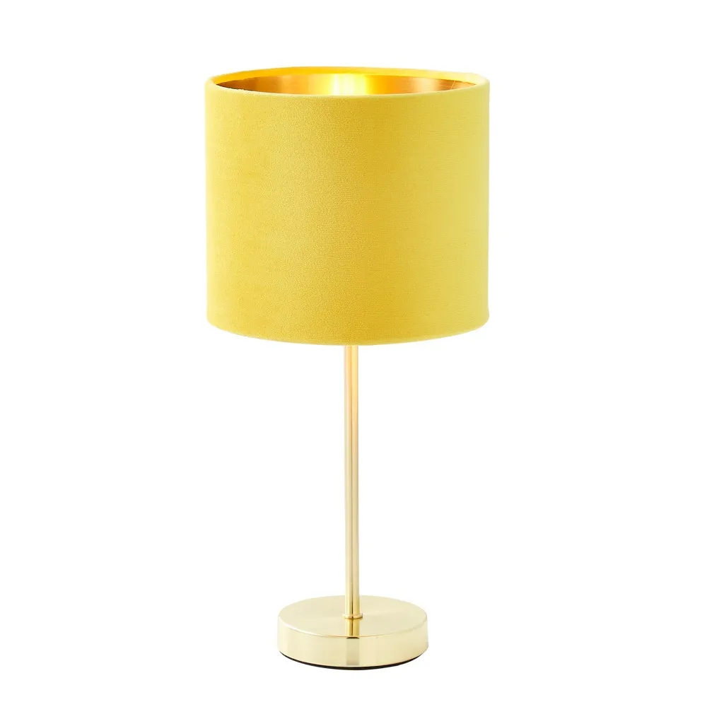 Velvet Table Lamp, Ochre and Brass 1