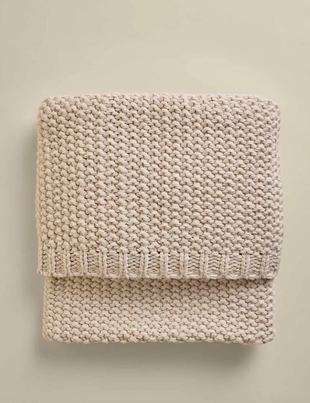 M&S Chunky Knit Throw Neutral