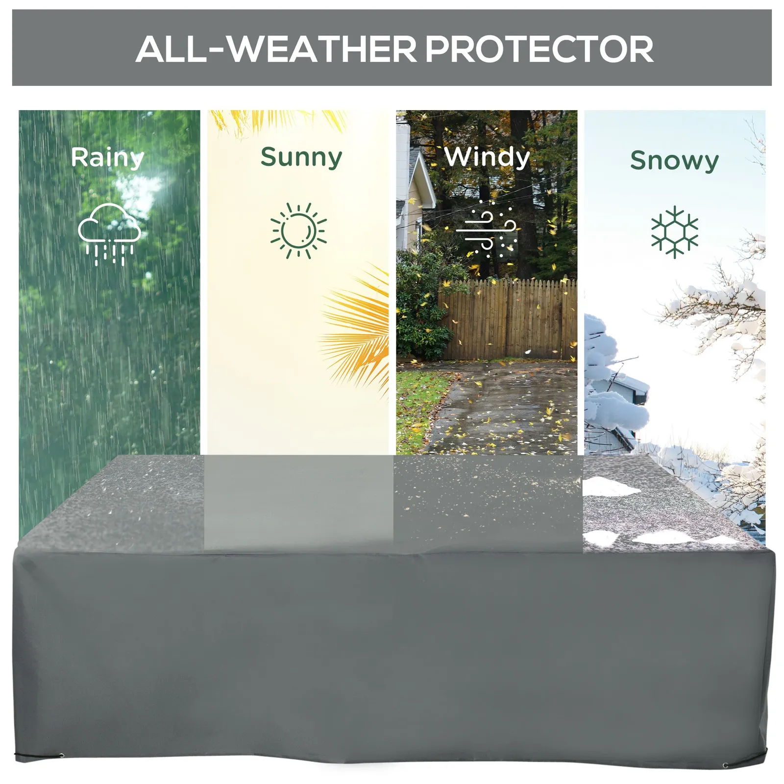 OUTSUNNY 205x192cm Outdoor Garden Furniture Protective Cover Water UV Resistant in Grey 4
