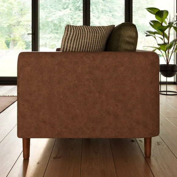 Max Combo Salvage Mix Faux Leather & Chenille 3 Seater Sofa 2