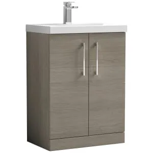 Nuie Arno Solace Oak 2 Door Vanity Unit & Basin - 840 x 610mm