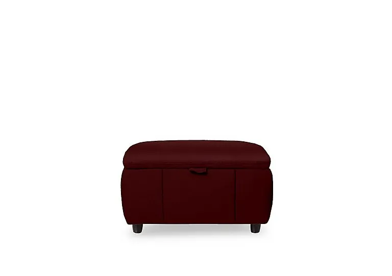 Inca NC Leather Storage Footstool - Ruby