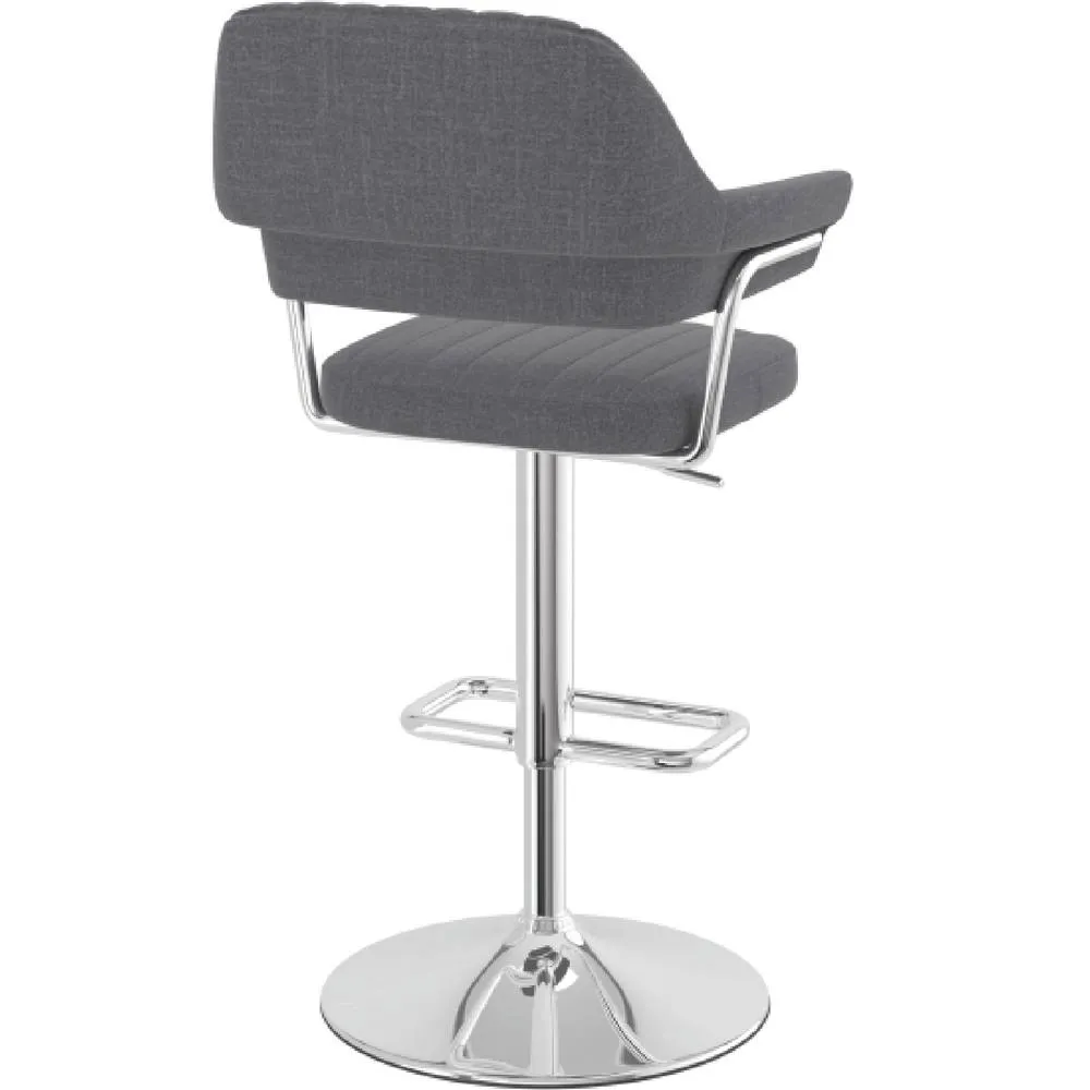 netfurniture Vibe Charcoal Adjustable Fabric Bar Stool with Arms in Grey 4